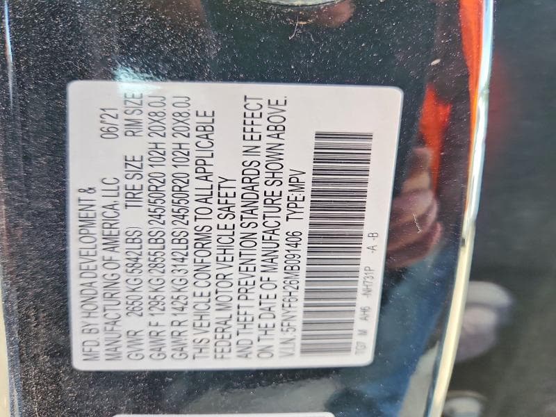 2021 HONDA PILOT SE 13