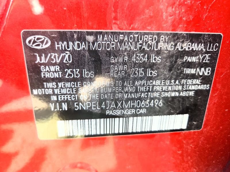 2021 HYUNDAI SONATA SEL 12