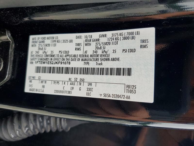 2018 FORD F150 SUPERCREW 12