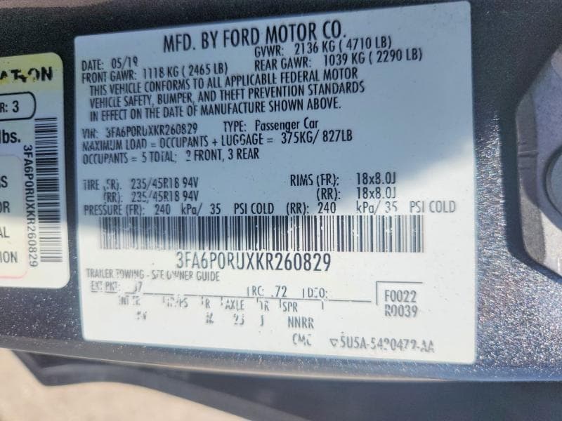 2019 FORD FUSION TITANIUM 12