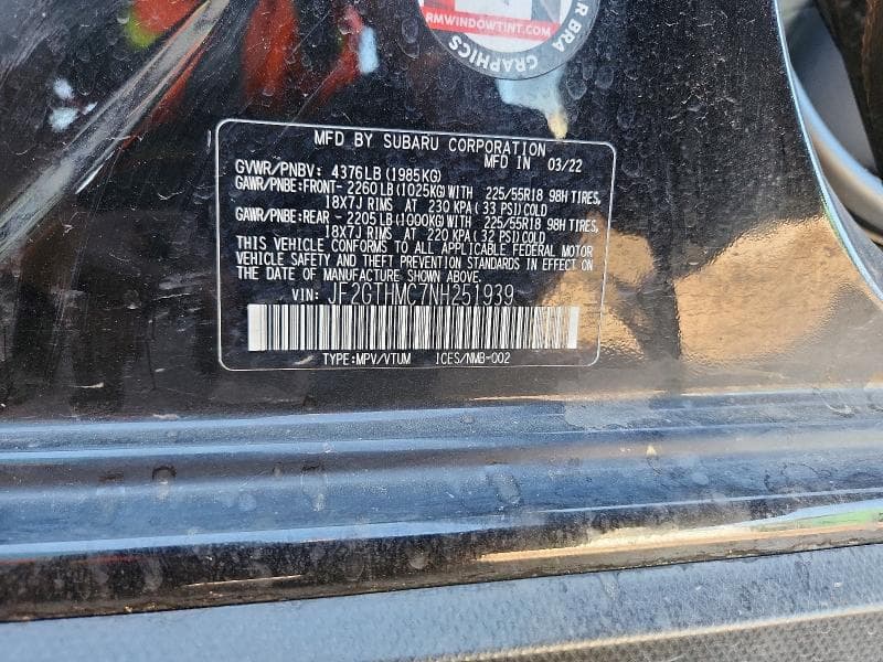 2022 SUBARU CROSSTREK LIMITED 12