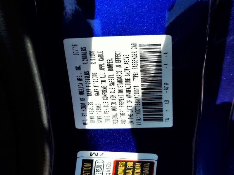 2017 HONDA ACCORD EXL 12