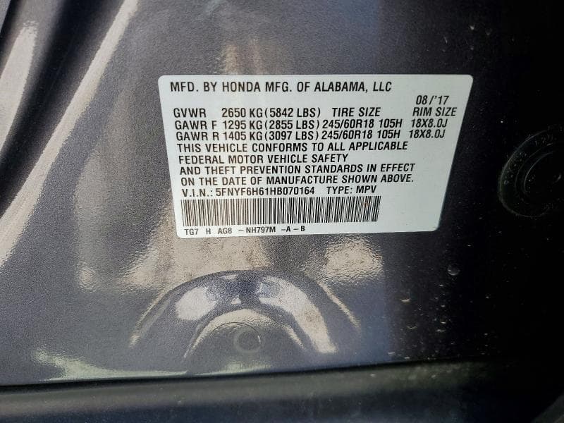 2017 HONDA PILOT EXL 13