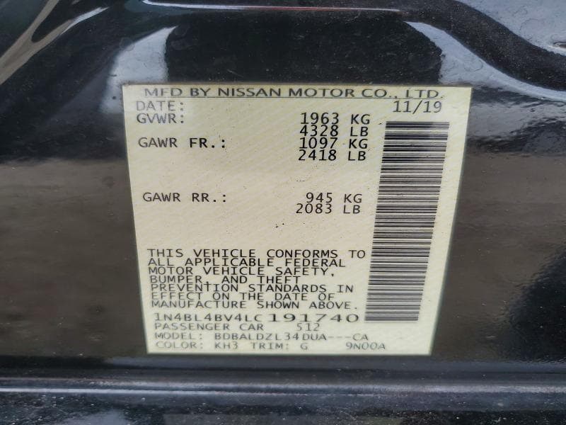 2020 NISSAN ALTIMA S 12