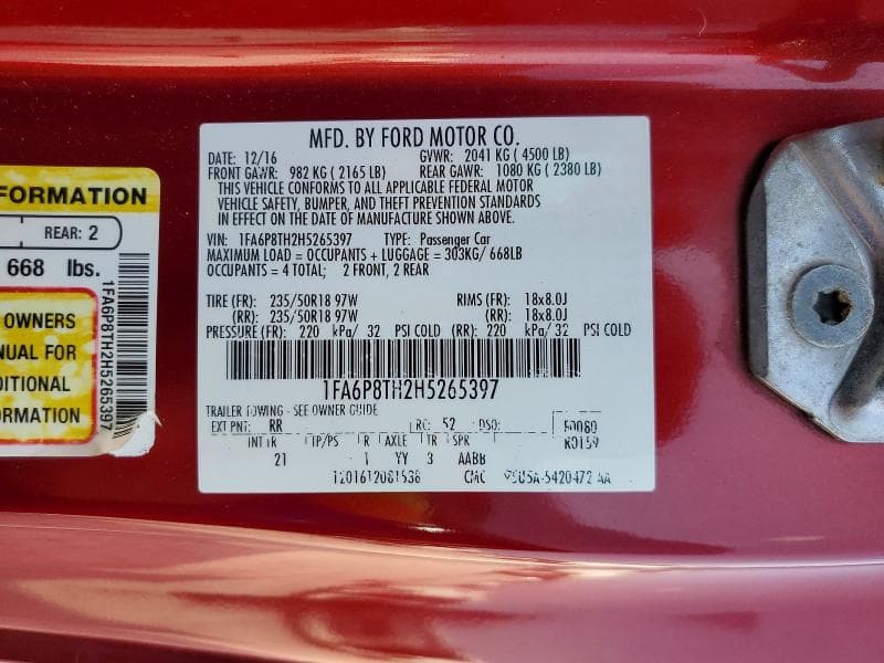 2017 FORD MUSTANG 12