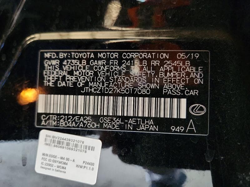 2019 LEXUS IS 350 12