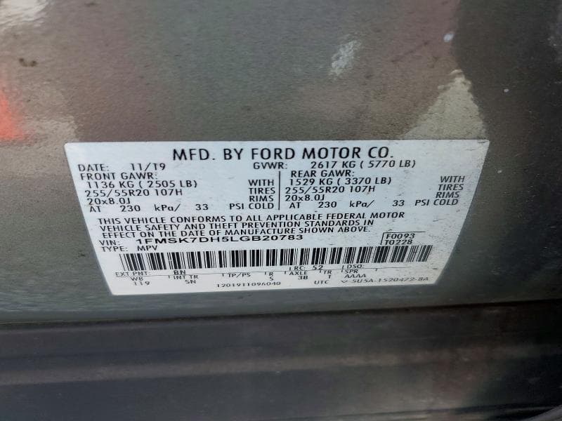 2020 FORD EXPLORER XLT 14
