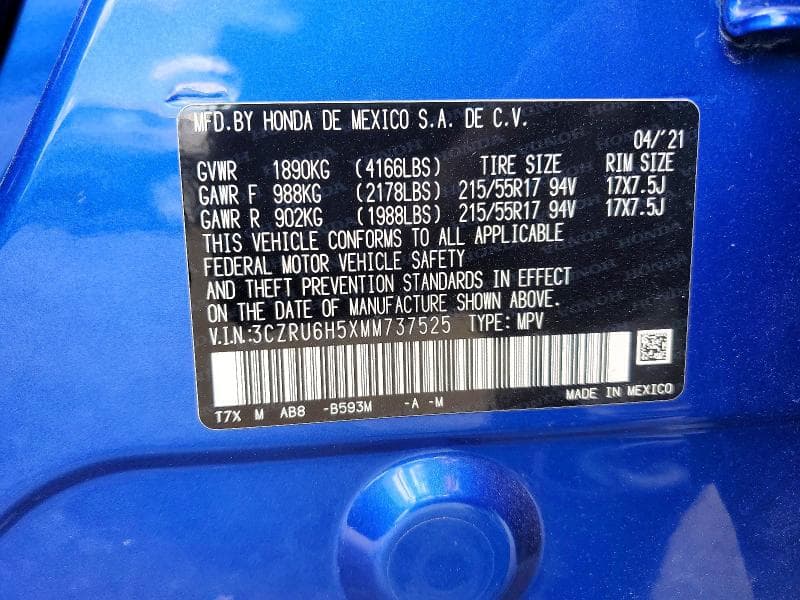 2021 HONDA HR-V EX 14