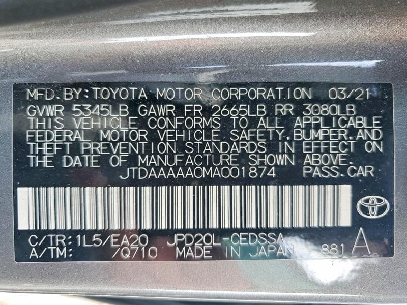 2021 TOYOTA MIRAI XLE 12