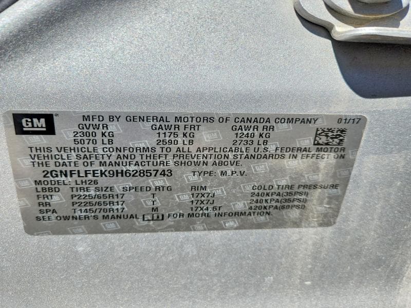 2017 CHEVROLET EQUINOX LT 13