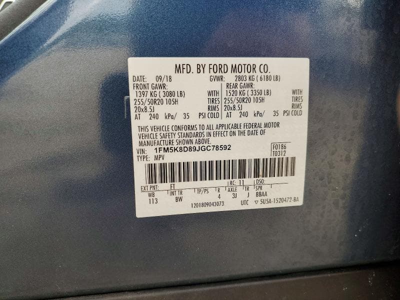 2018 FORD EXPLORER XLT 13
