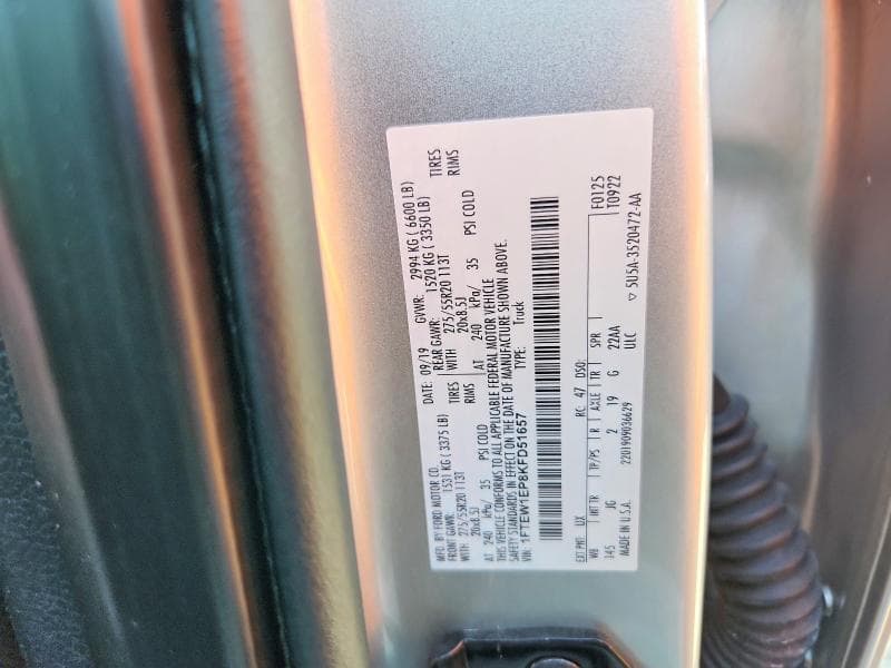 2019 FORD F150 SUPERCREW 12