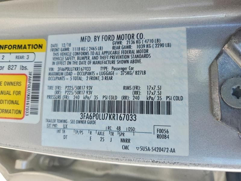 2019 FORD FUSION SE 12
