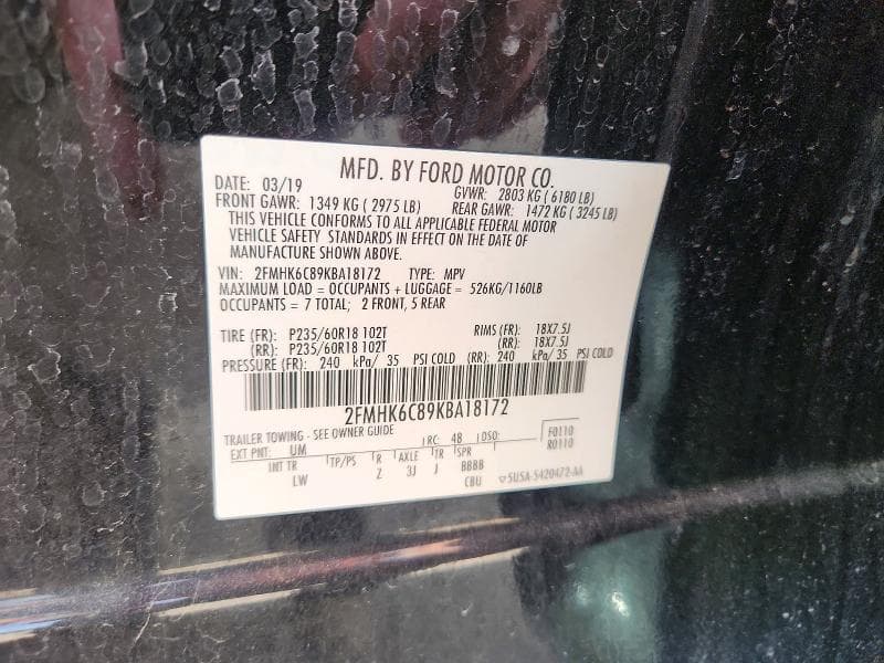 2019 FORD FLEX SEL 12