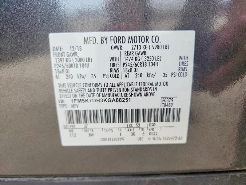 2019 FORD EXPLORER XLT 13