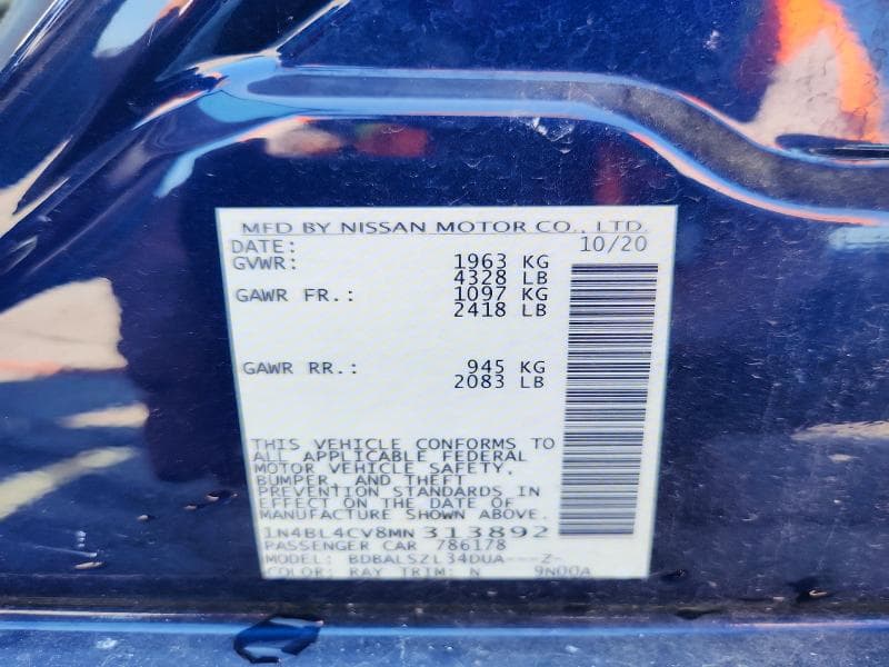2021 NISSAN ALTIMA SR 13