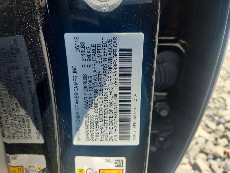 2018 HONDA ACCORD 12