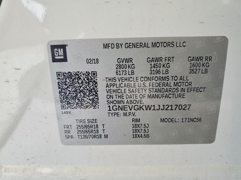 2018 CHEVROLET TRAVERSE LT 13