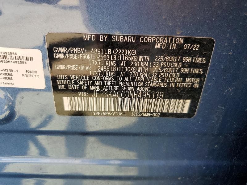 2022 SUBARU FORESTER BASE PLUS 14