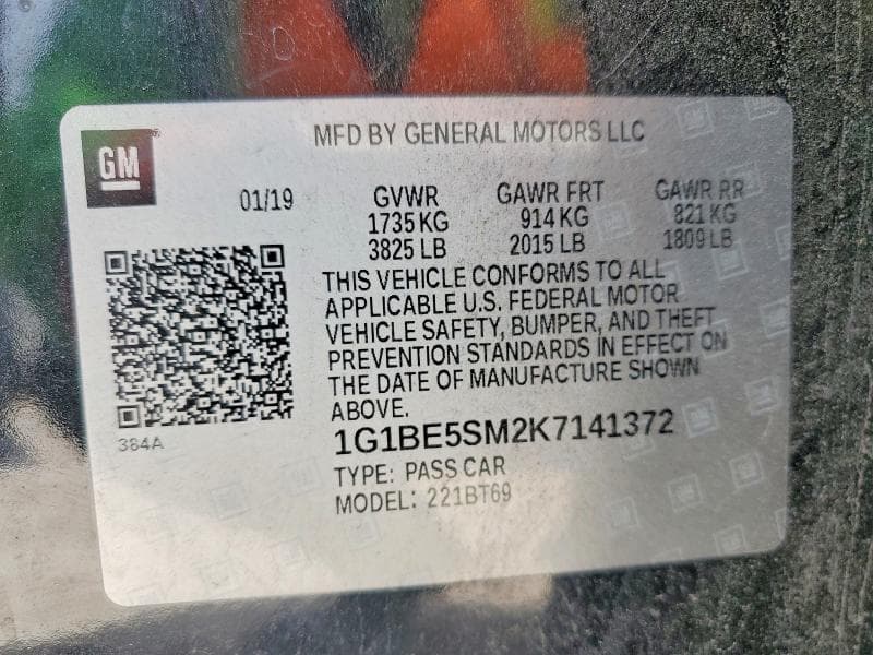 2019 CHEVROLET CRUZE LT 14