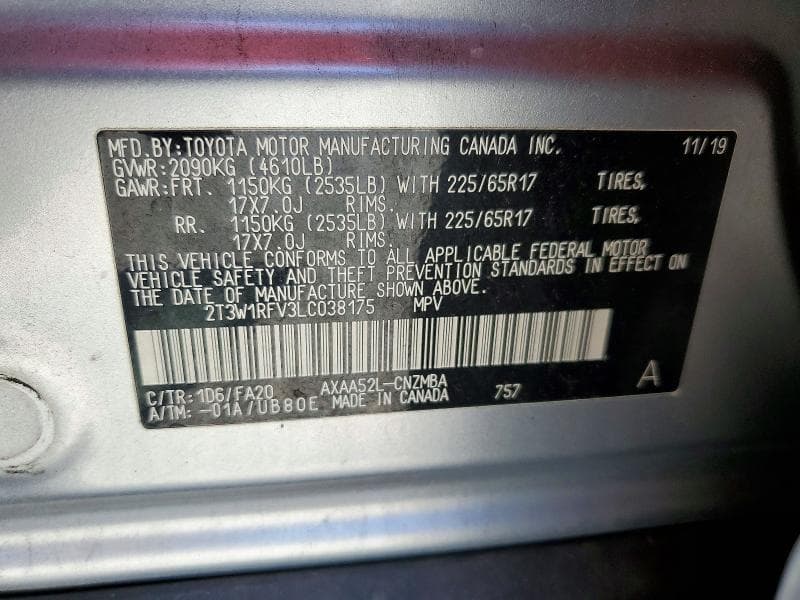 2020 TOYOTA RAV4 XLE 13