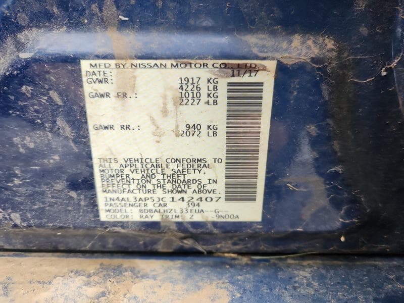 2018 NISSAN ALTIMA 2.5 SR 12