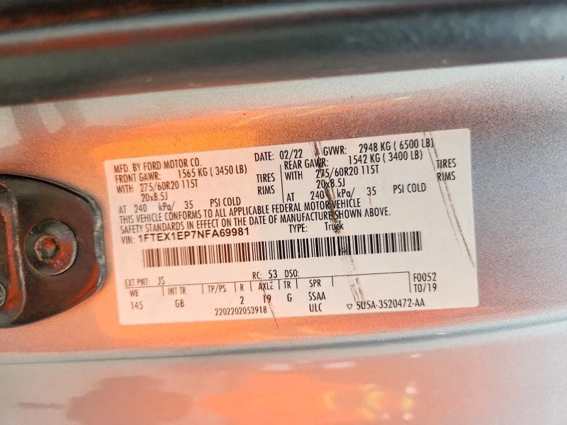 2022 FORD F150 SUPER CAB 12