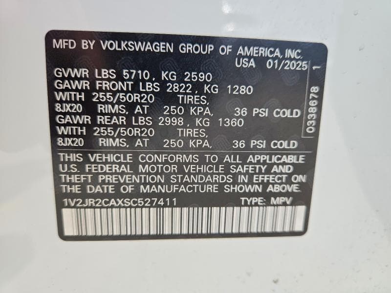 2025 VOLKSWAGEN ATLAS SE SE 12