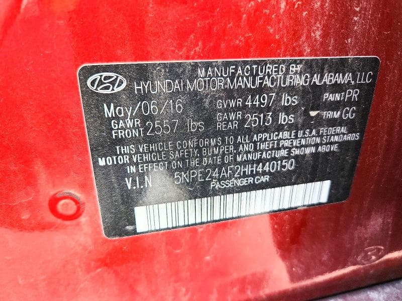 2017 HYUNDAI SONATA SE 12