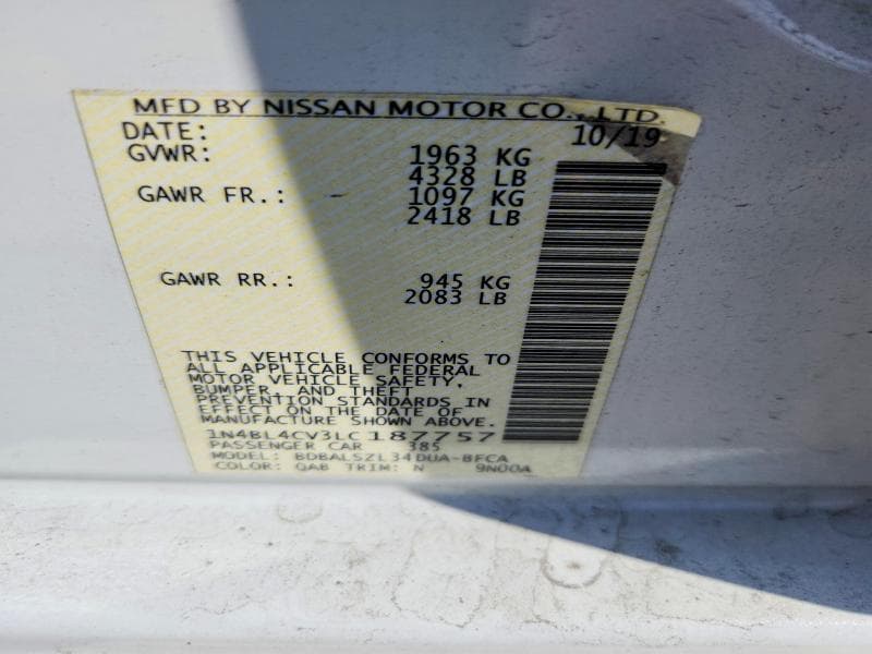 2020 NISSAN ALTIMA SR 12