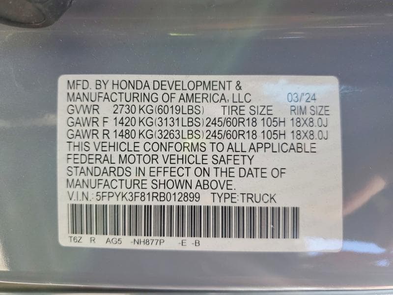 2024 HONDA RIDGELINE BLACK EDITION 13