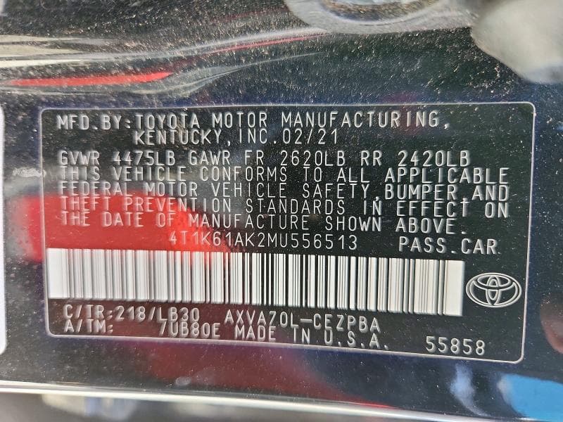 2021 TOYOTA CAMRY XSE 13