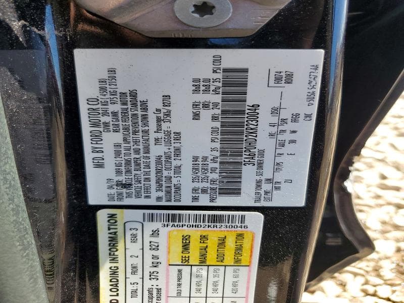 2019 FORD FUSION SE 12