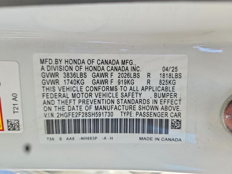 2025 HONDA CIVIC LX 12