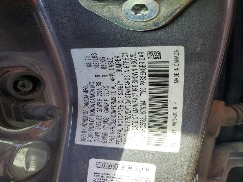 2020 HONDA CIVIC LX 12