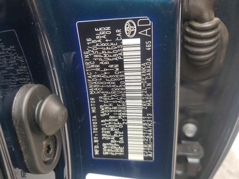 2017 TOYOTA COROLLA LE 12