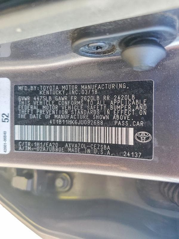 2018 TOYOTA CAMRY SE 13