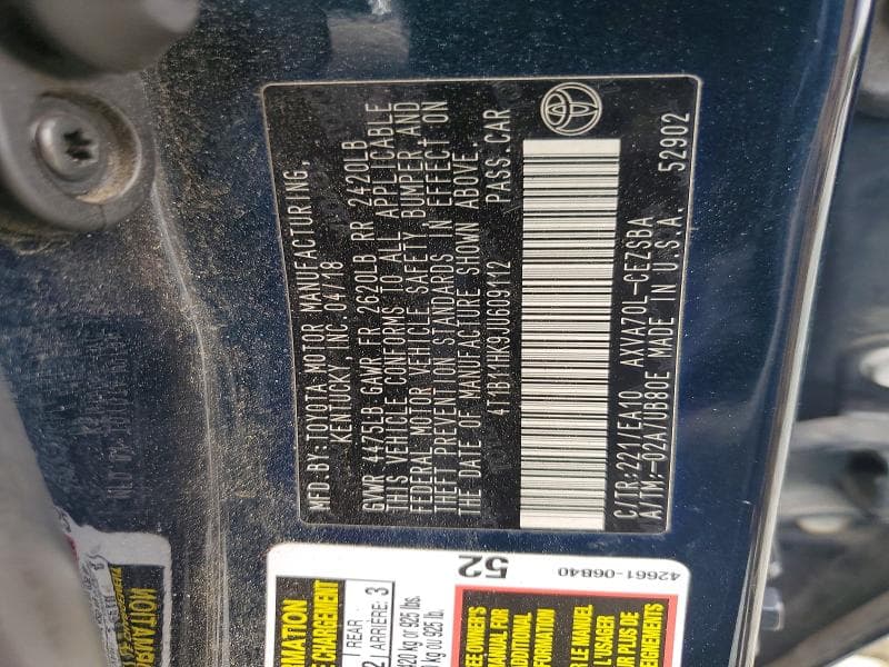 2018 TOYOTA CAMRY SE 12