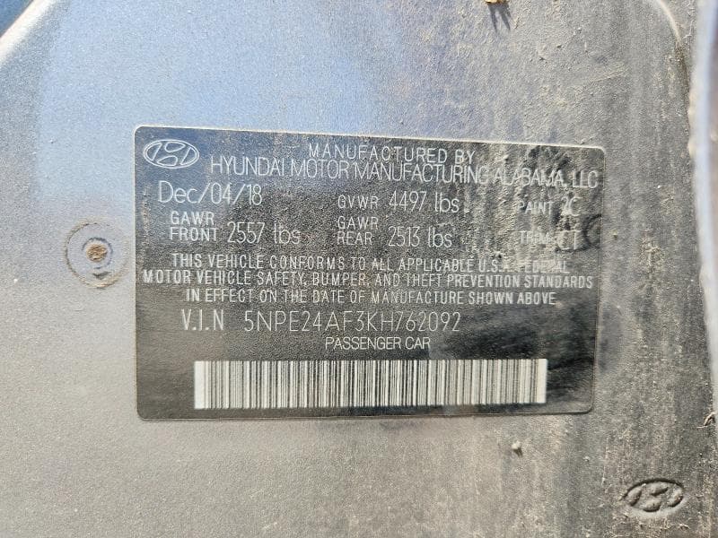 2019 HYUNDAI SONATA SE 12