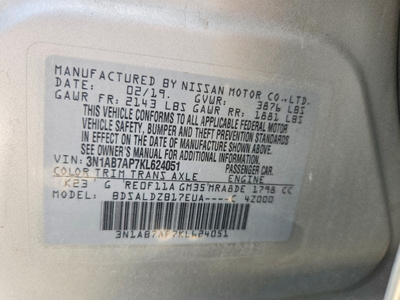 2019 NISSAN SENTRA SV 12