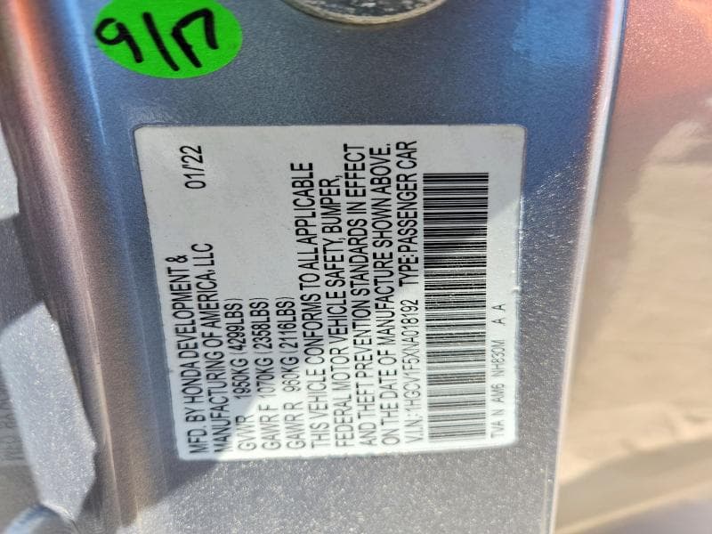 2022 HONDA ACCORD EXL 12