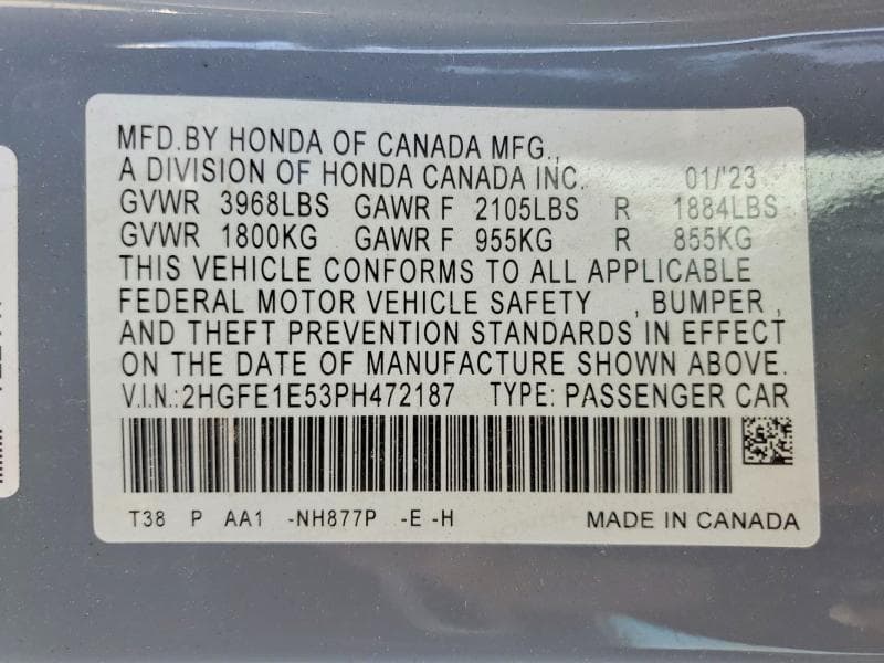 2023 HONDA CIVIC SI 12