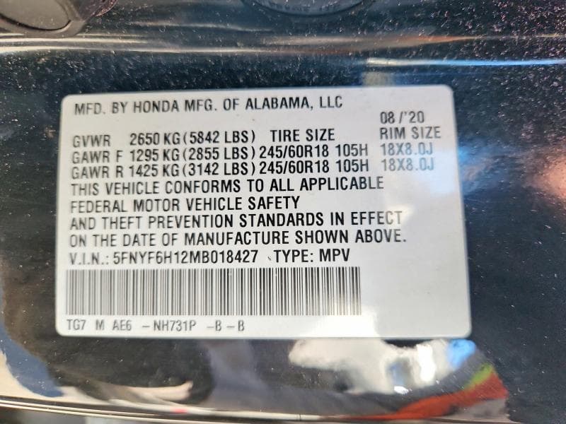 2021 HONDA PILOT LX 13