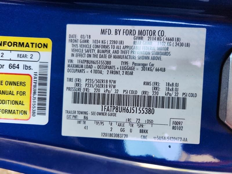 2018 FORD MUSTANG 12