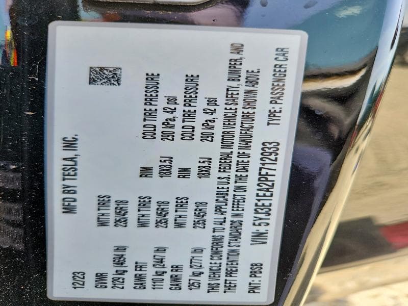 2023 TESLA MODEL 3 12