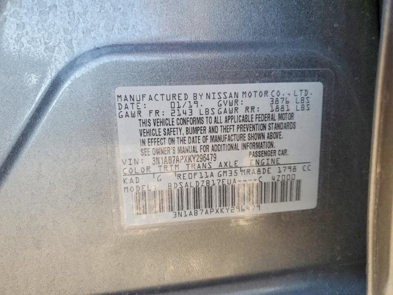 2019 NISSAN SENTRA SV 12