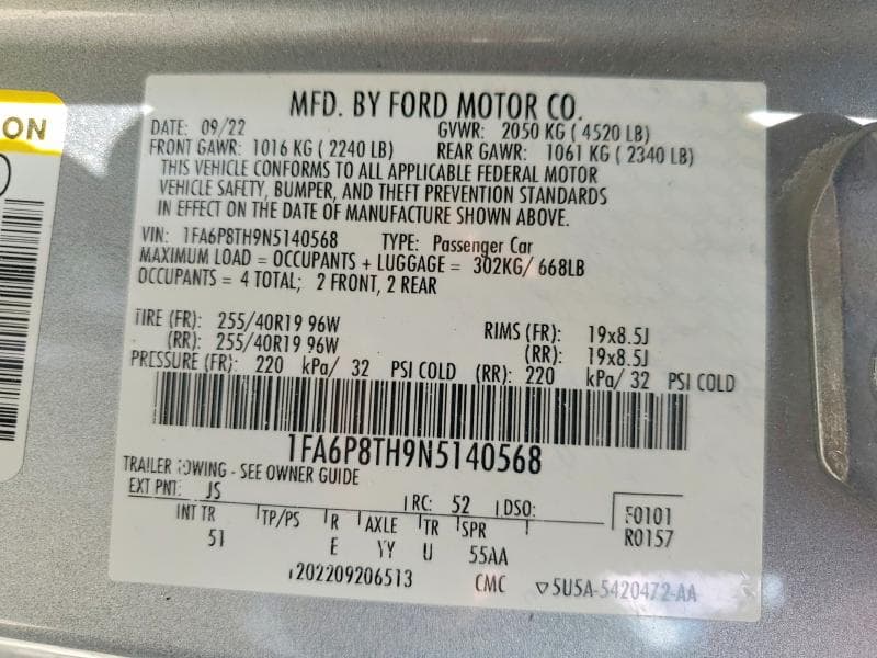 2022 FORD MUSTANG 12
