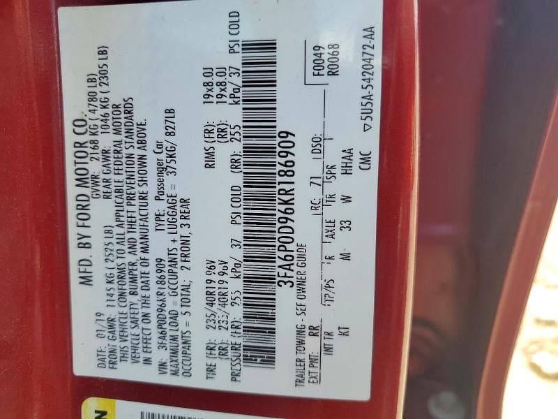 2019 FORD FUSION TITANIUM 12