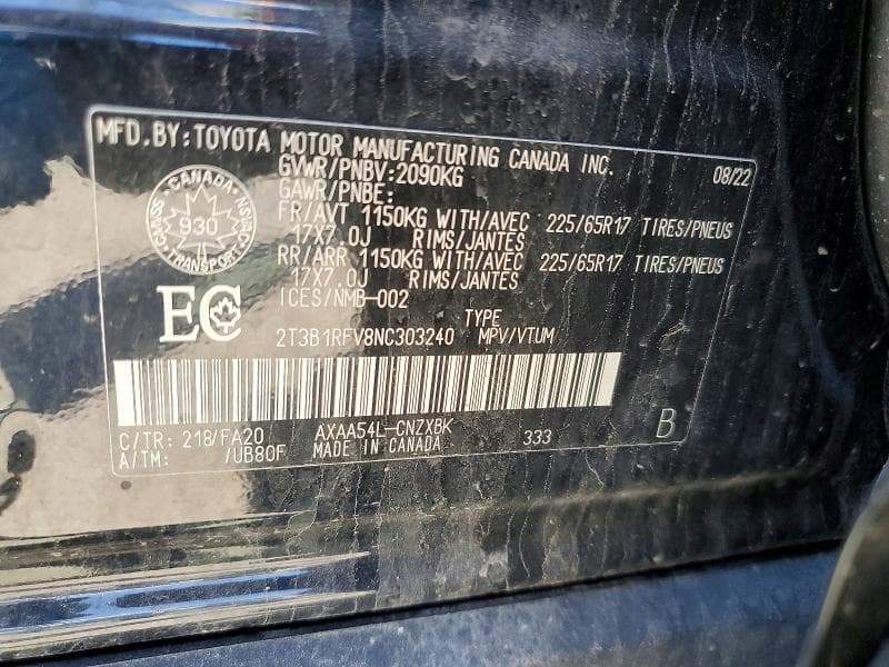 2022 TOYOTA RAV4 LE 14