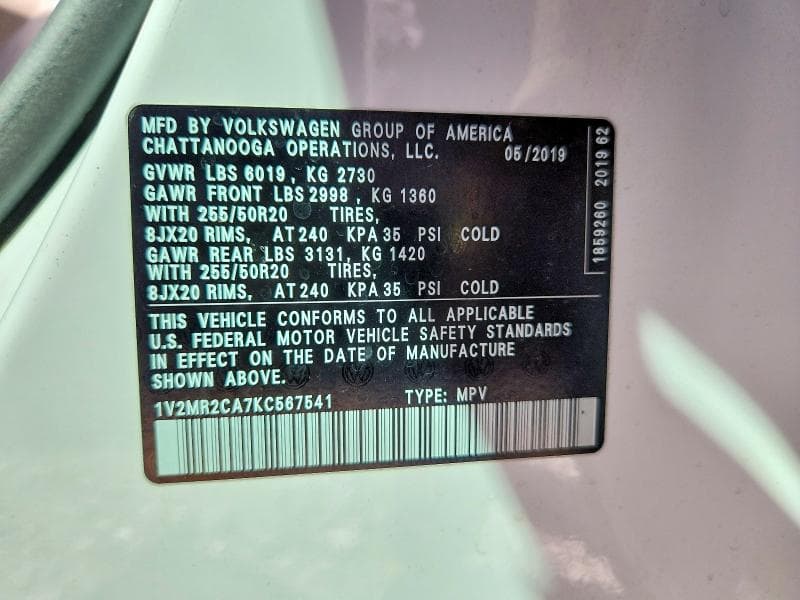 2019 VOLKSWAGEN ATLAS SEL 13